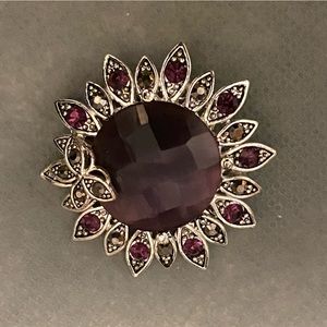 Beautiful Monet Purple Rhinestone Brooch Pin